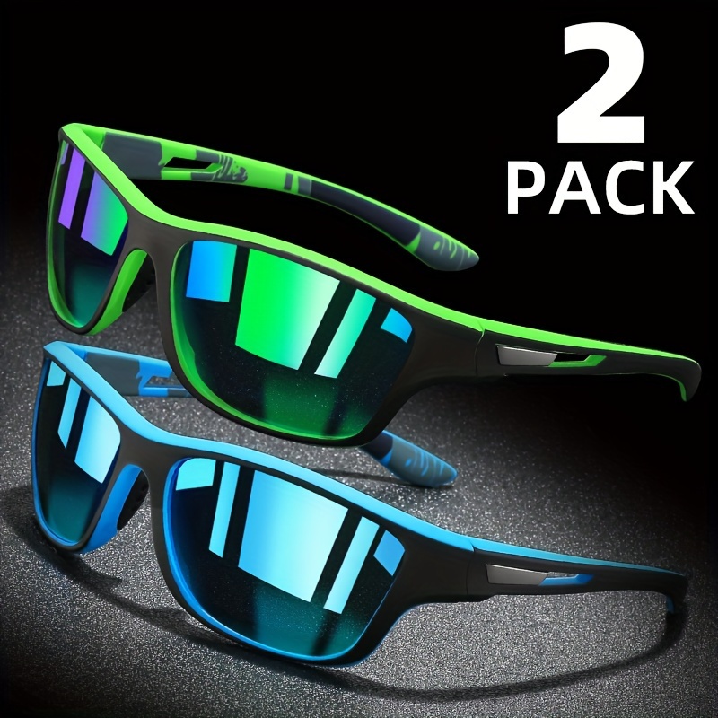 2Pk Men Sport Sunglasses Polarized Wrap Eyewear Glasses Driving Fishing  Cycling