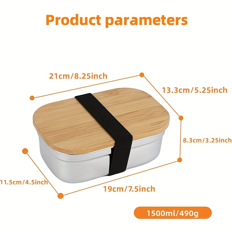 Single Layer Lunch Box With Bamboo Lid Microwaveable Bento - Temu