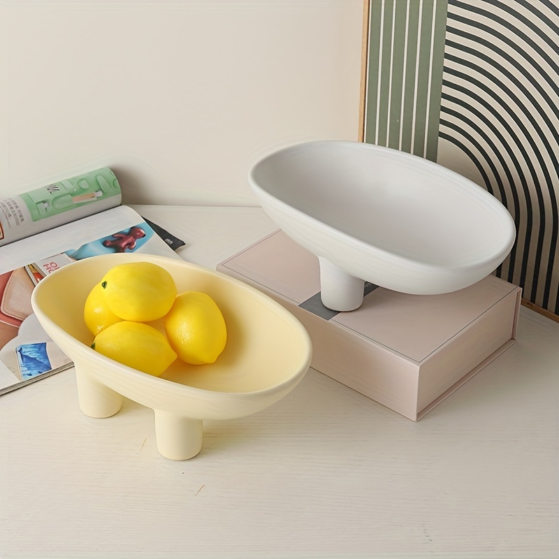 Ceramic Fruit Plate - Three-legged Oval Bowl For Kitchen Counter