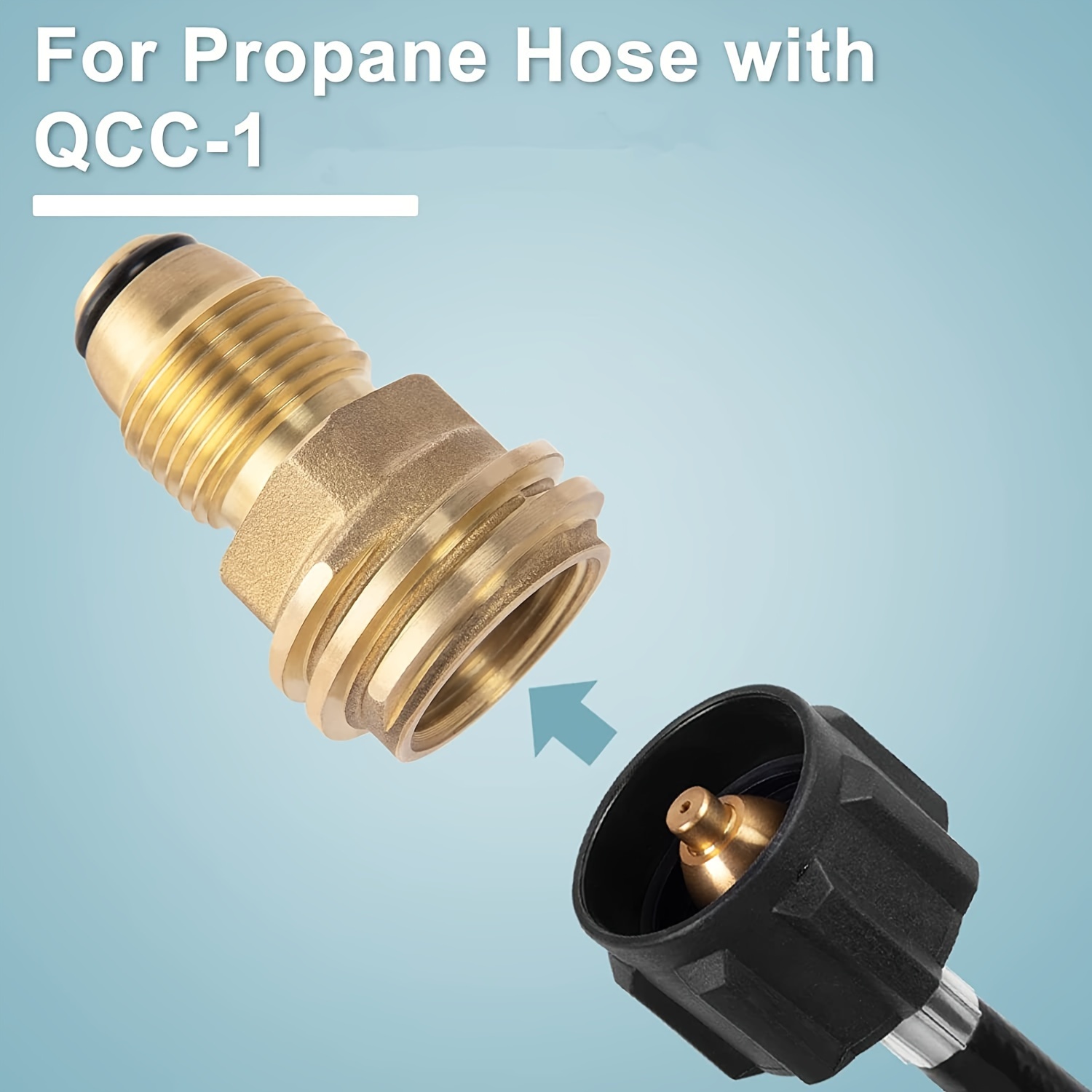 Universal Fit Propane Tank Adapter POL To Qcc1 Wrench To Hand Tighten - Gold