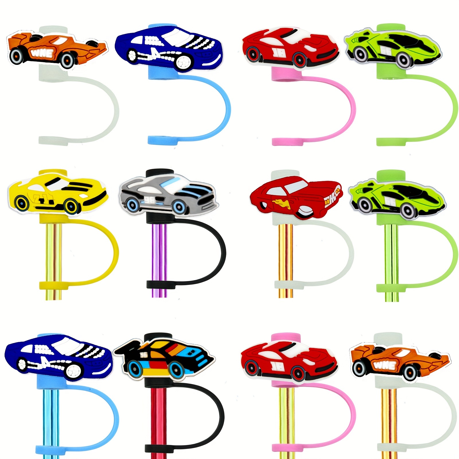 Straw Tips Cover, Reusable Straw Toppers, Car Themed Silicone Straw Sleeve  , Decorative Straw , For Party Favor Bags,birthday Party, Friends  Gathering, Dustproof Straw Covers For Straws, Party Supplies, Chrismas  Halloween Gifts 