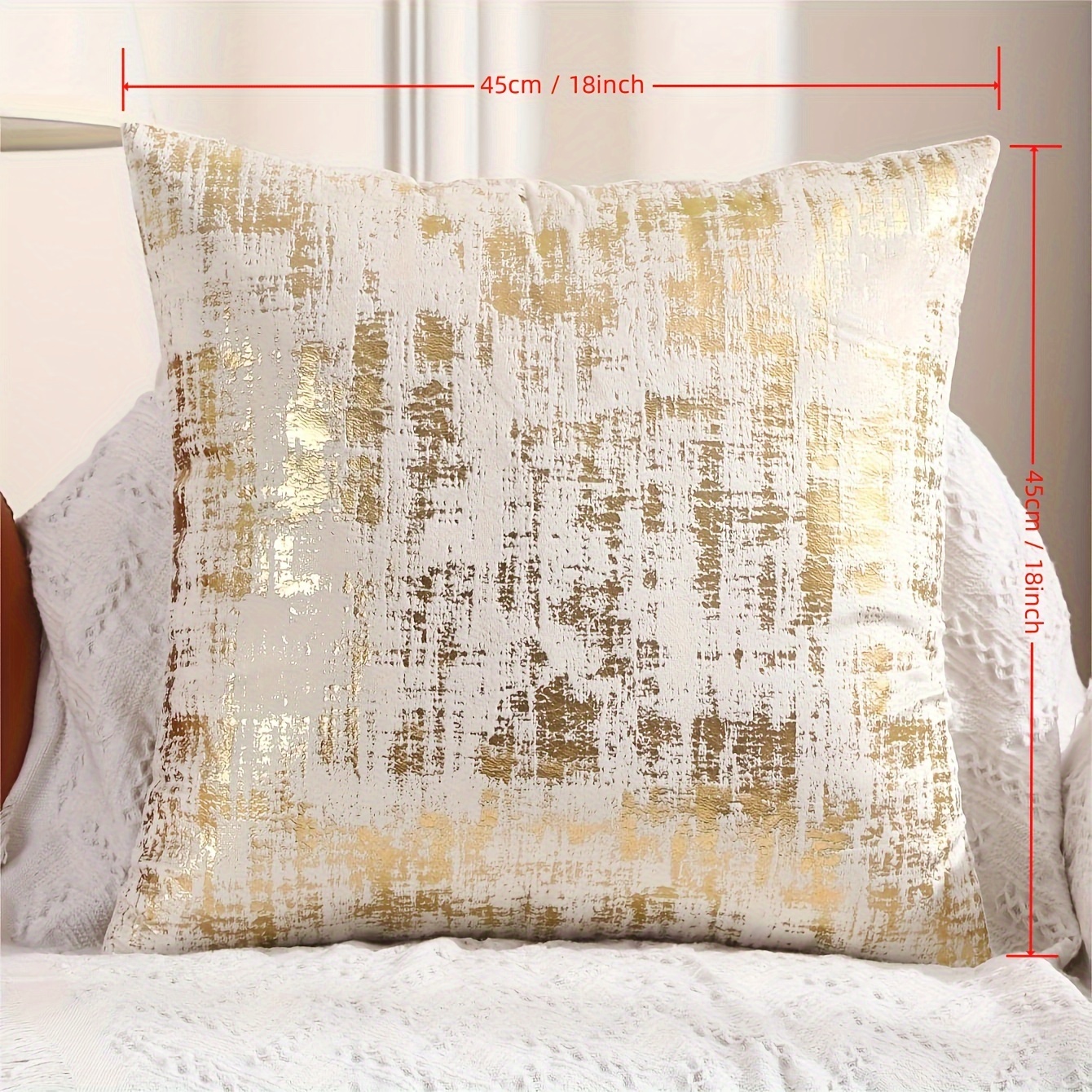 Image of 1pc Golden Printing Velvet Cushion Cover Decorative Super Soft Throw Pillow Cover For Sofa Living Room Decor Pillowcase