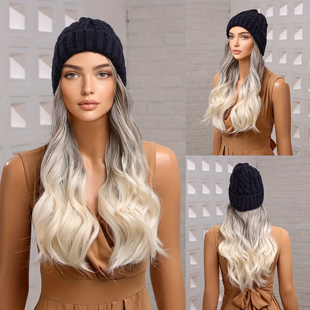 Tan Hat with 16 inch Blonde & Brown Hair Attached