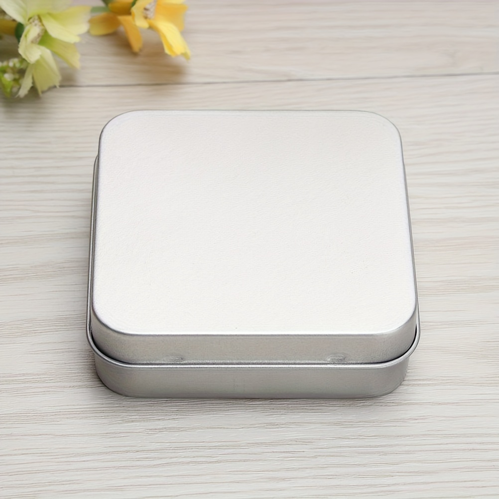 Mini Metal Jar Container Box Square Hinge Flip Storage Tin - Temu