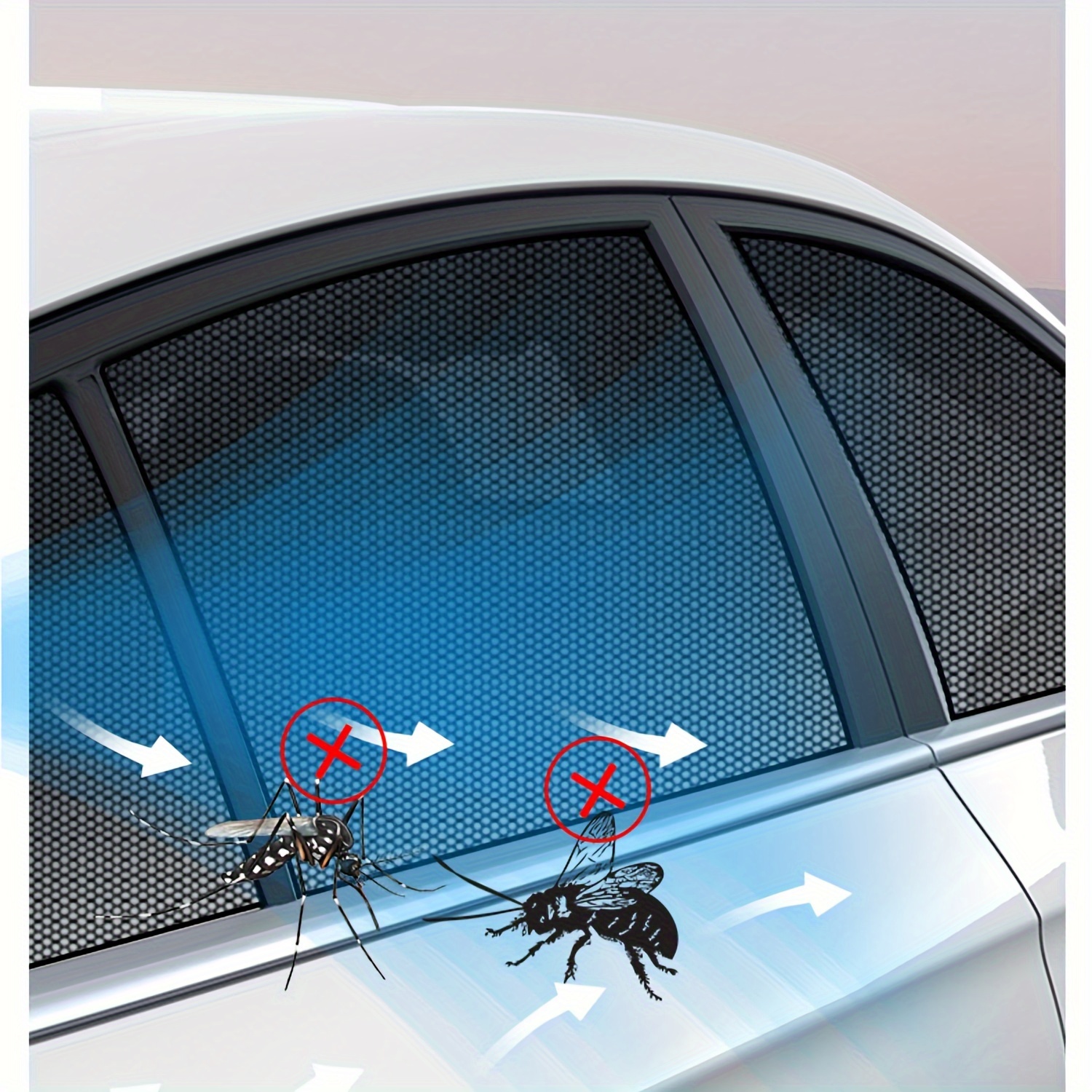 AutomendPro Moskitonetz für Autofenster – 4er-Pack Moskitonetz für  Autofenster (Standardgröße), Auto-Sonnenschutz für Fenster blockiert  Insekten und Sonnenlicht
