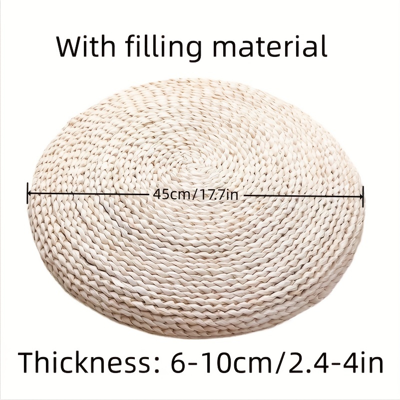 1pc Japanese Style Handcrafted Straw Flat Seat Cushion, Corn Husk Woven  Tatami Floor Cushion Corn Maize Husk, 17.72inch