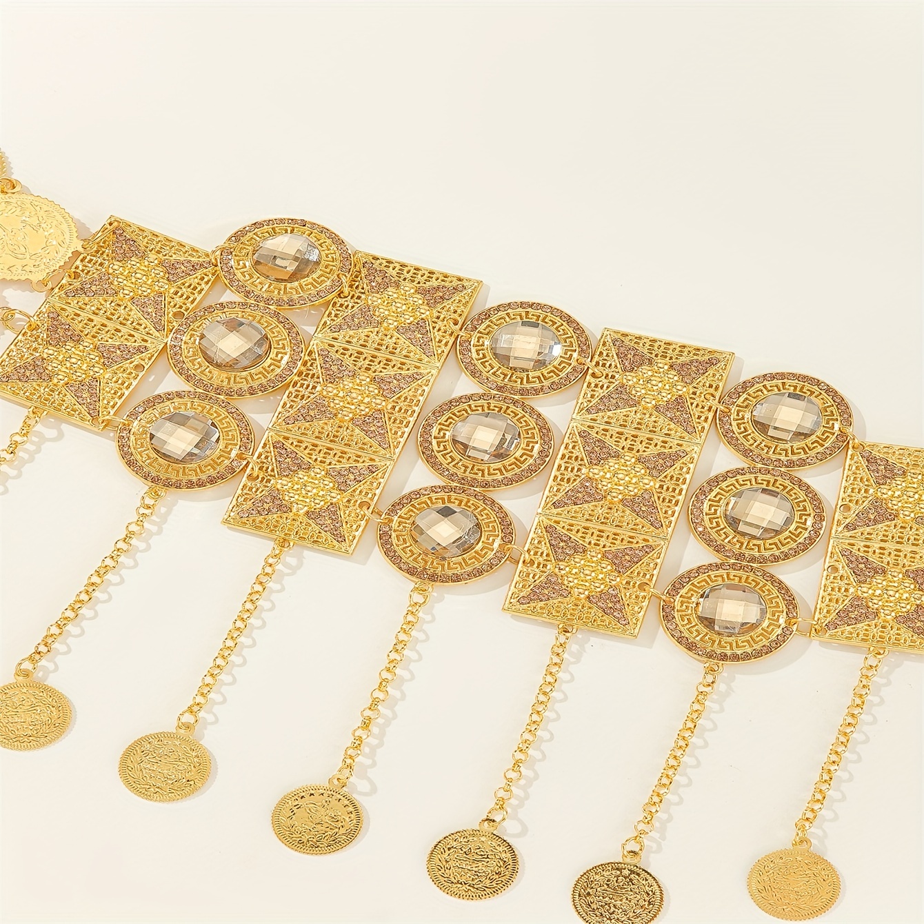 boho coin tassel wide chain belts vintage golden adjustable  display picture 1