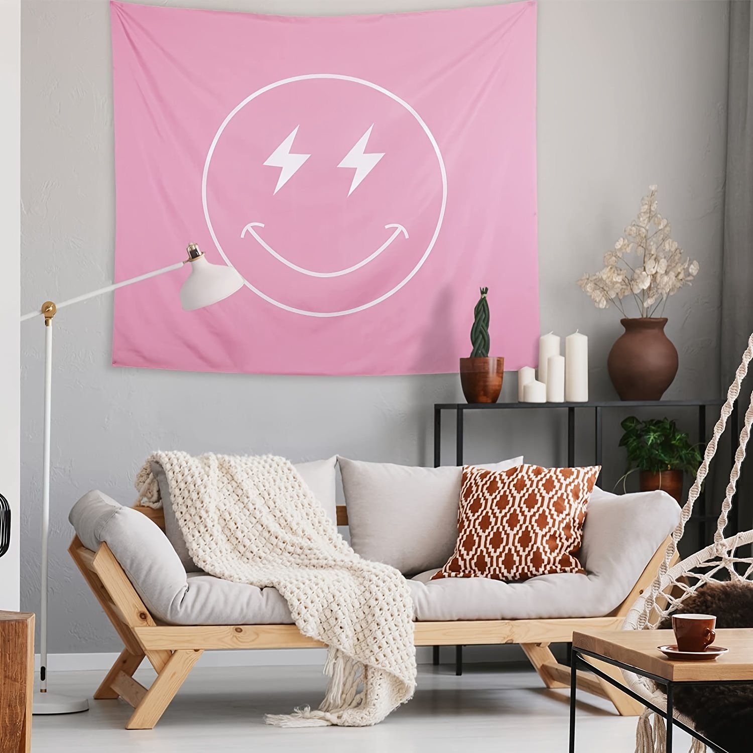 Pink Dollar Sign Symbol - Preppy Aesthetic Decor Wall Tapestry by