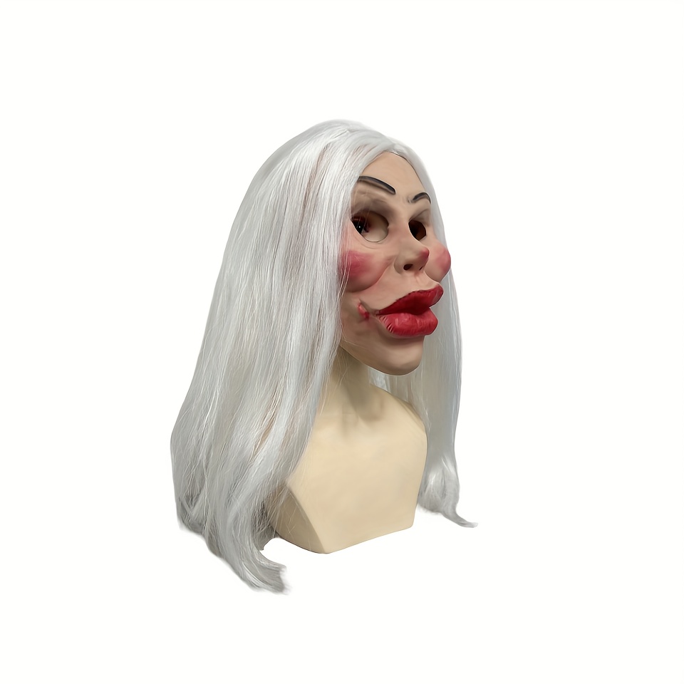 Latex Realistic Horror Funny Sexy Women Mask With Wig Full - Temu