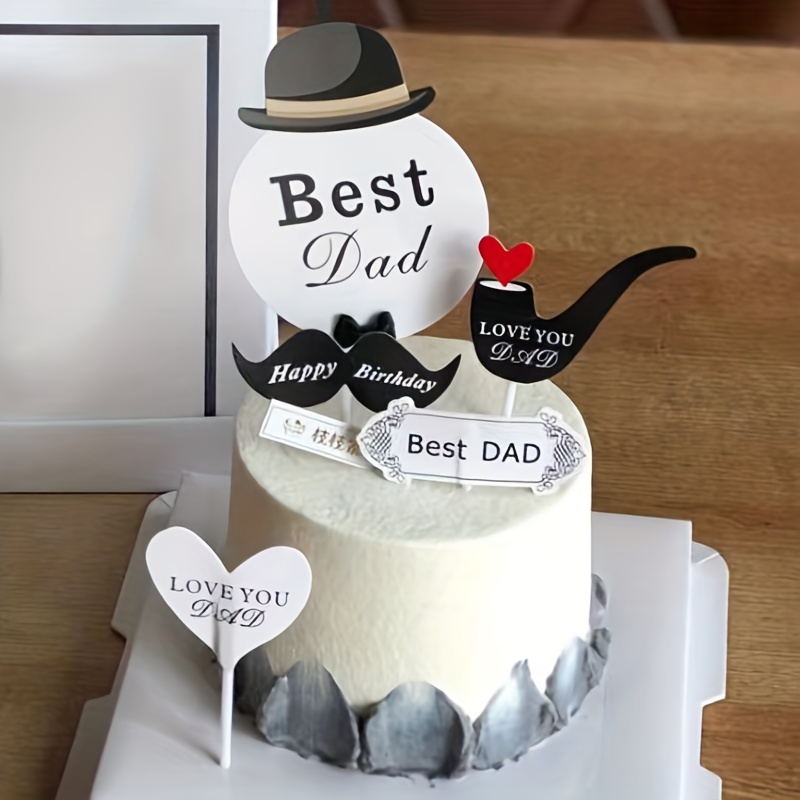 Happy Father's Day Hat Beard Cake Topper Creative Cake Cupcake