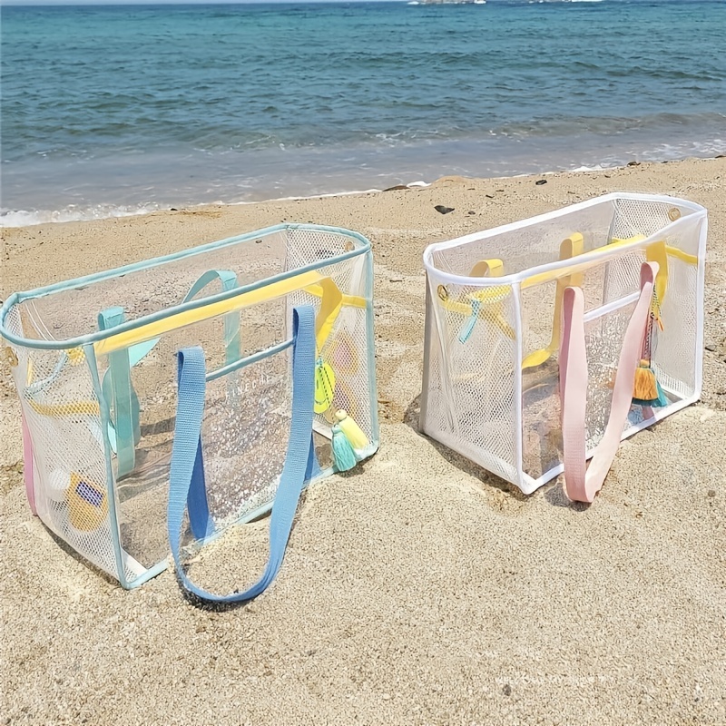 Large Beach Bags Beach Pool Travel Waterproof Sandproof Mesh Storage Tote  Bag