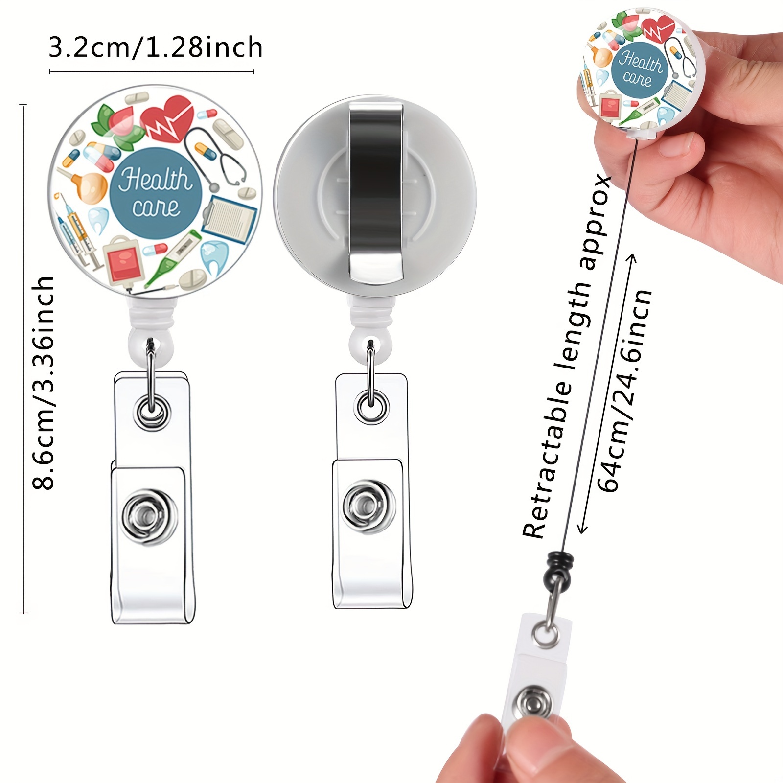 6pcs Pharmacy Badge Reel Medical Badge Reel,Creative Badge Reels Retractable Badge Holders Clip Perfect for Nurses, Students, and Office Workers