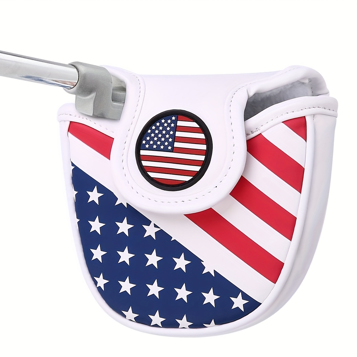 

1pc American Flag Element Half Round Pusher Cover, Magnet Closure Universal Size Waterproof Wear-resistant Pu Leather Putter Cover