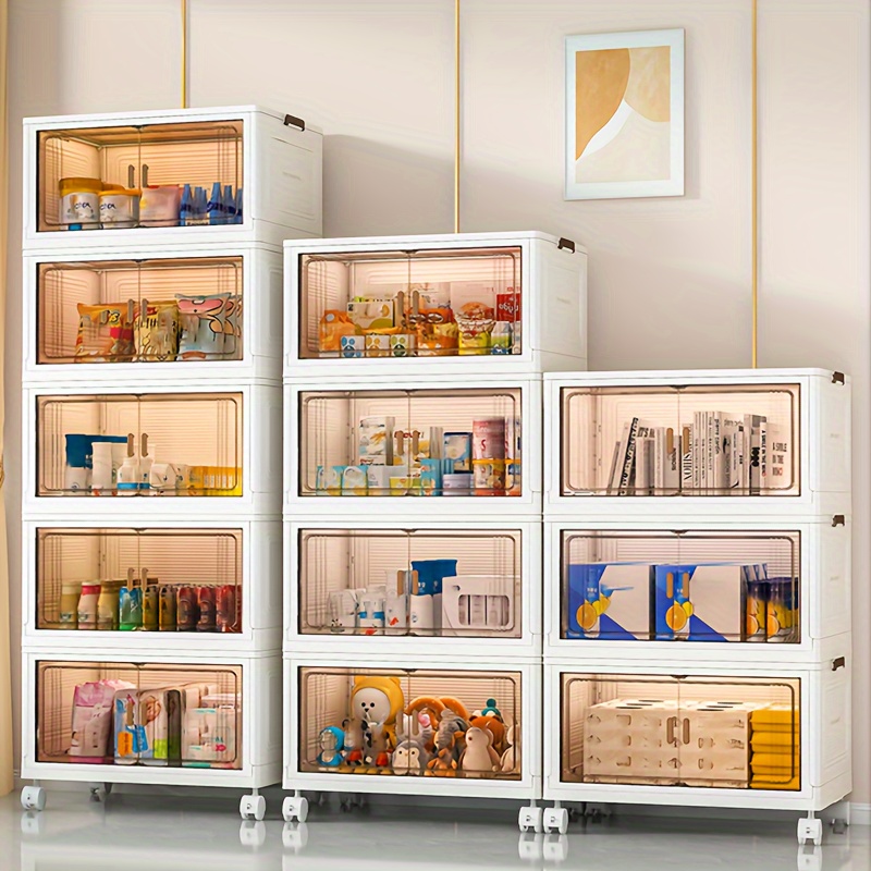 Plastic Storage Box Double Door Folding Storage Cabinet - Temu