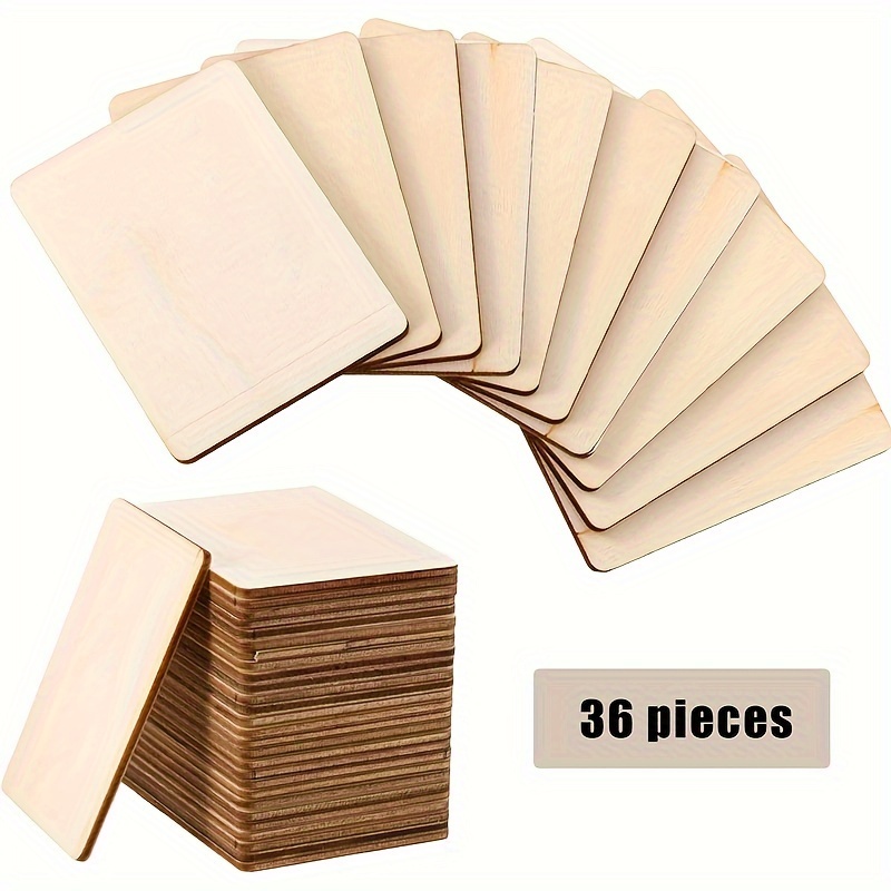 Wood Pieces Blank Wood Squares Natural Wooden Square Cutouts - Temu