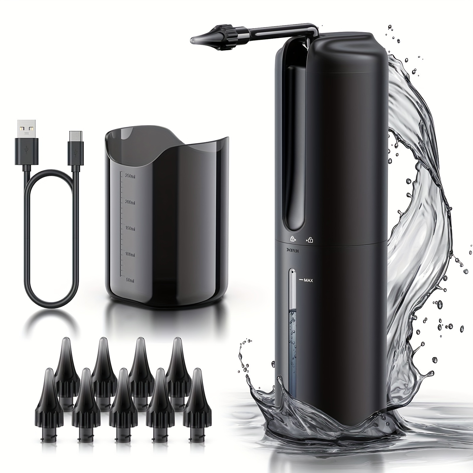 Limpiador de oídos eléctrico con irrigación automática para adultos y  niños, sistema de botella, Kit de