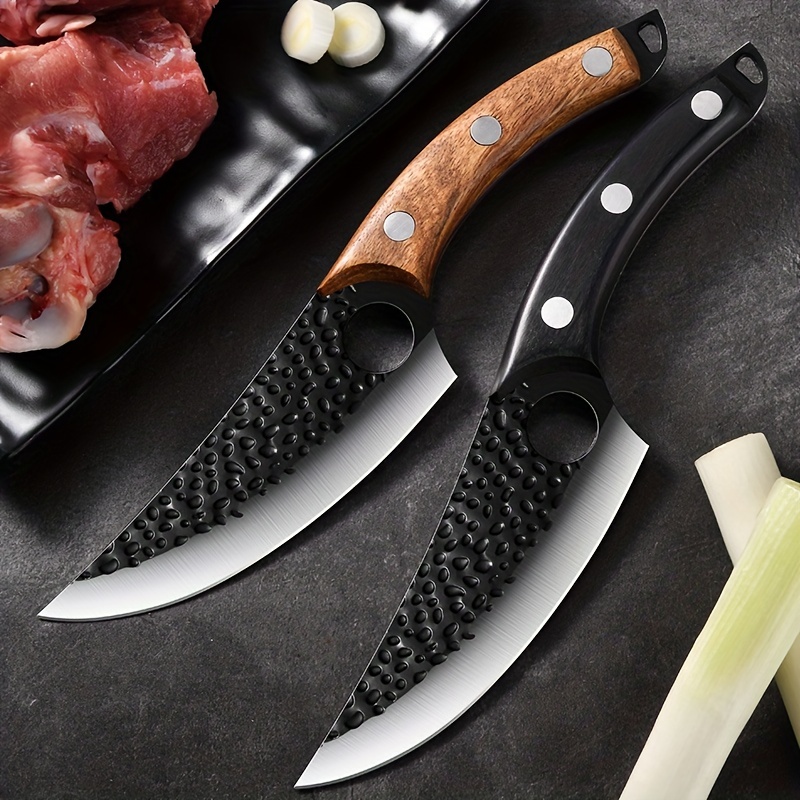  Huusk Cuchillo japonés para cortar carne forjada cuchillo de  carnicero con funda con cuchillo de carnicero forjado a mano : Hogar y  Cocina