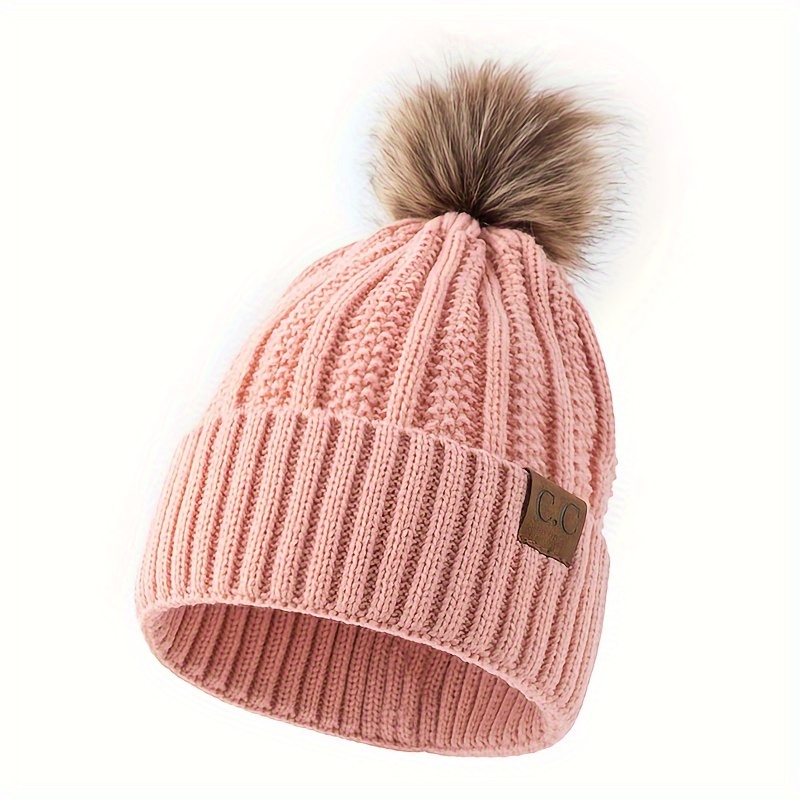 1pc Etichetta In Pelle Cc Cappello Pompon In Pelliccia Autunno Inverno Protezione  Orecchie Sport Allaperto, Spedizione Gratuita I Nuovi Utenti