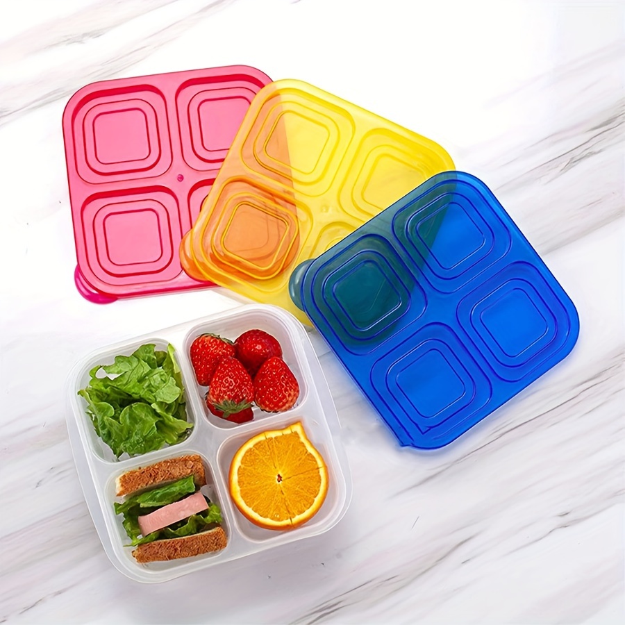 5PCS ,4-Compartment Reusable Snack Bento Boxes, Food Containers