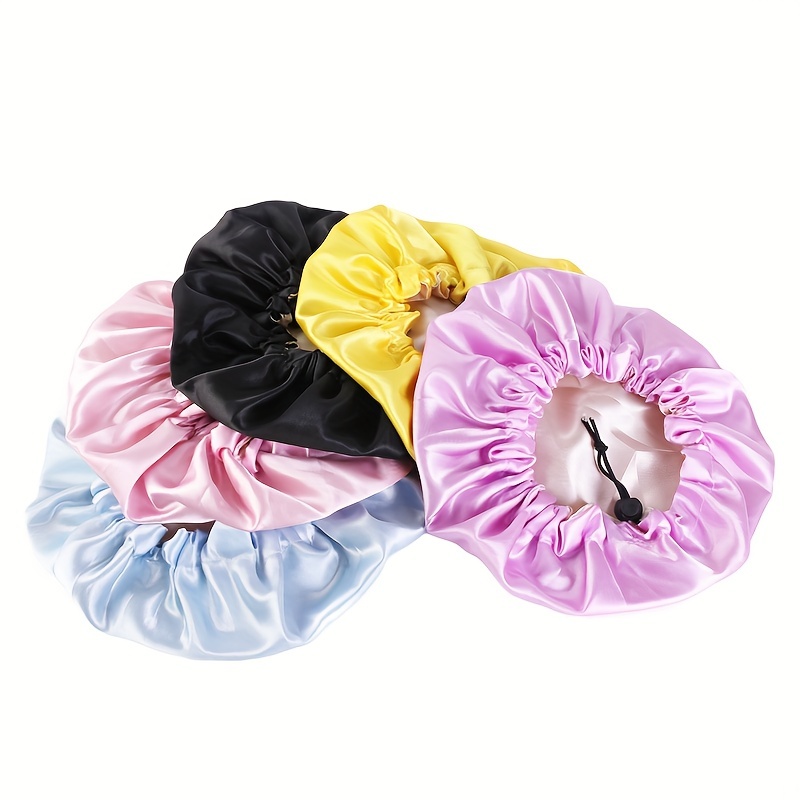 Bonnet de nuit réversible en satin à élastique réglable