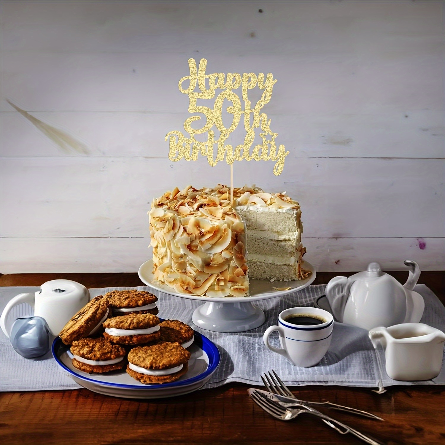 Déco Gâteau Anniversaire Dorée – Happy Birthday En Paillettes – Accessoire Photo – Papier Cartonné écologique – Pour Tous âges