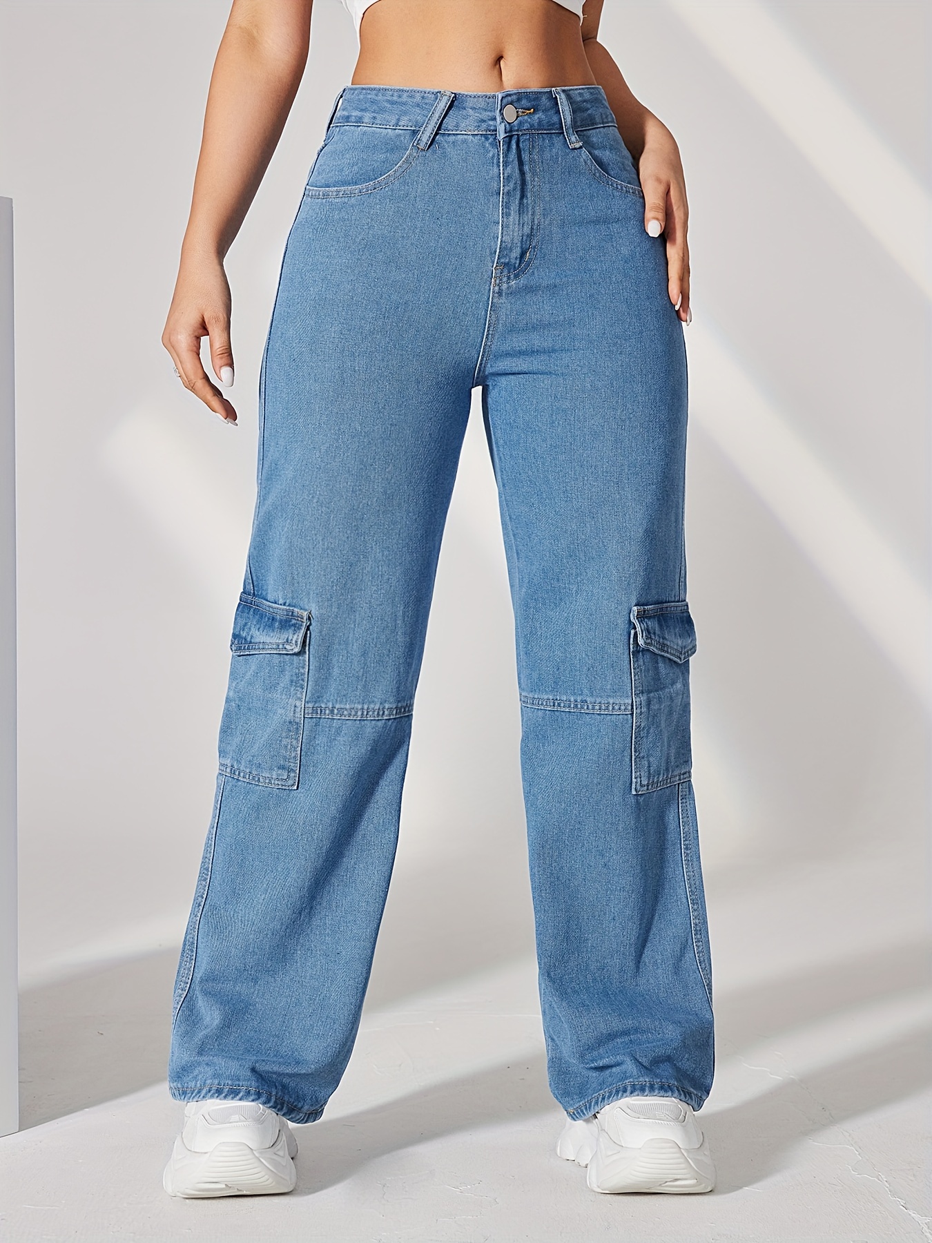 Slim High Cargo Jeans - Light denim blue - Ladies