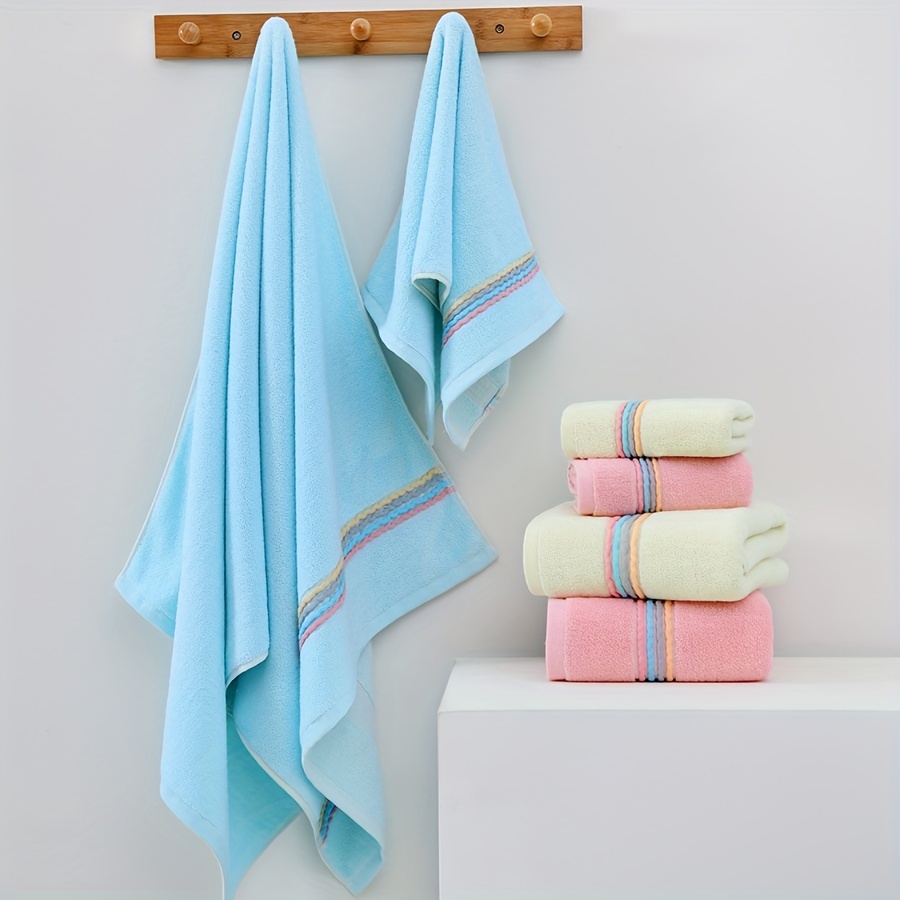  SBTXHJWCGLD Juego de toallas de baño de 3 piezas para uso  diario, 100% algodón altamente absorbente, contiene 1 toalla de baño grande  de 27.7 x 55.1 pulgadas, 2 toallas de mano