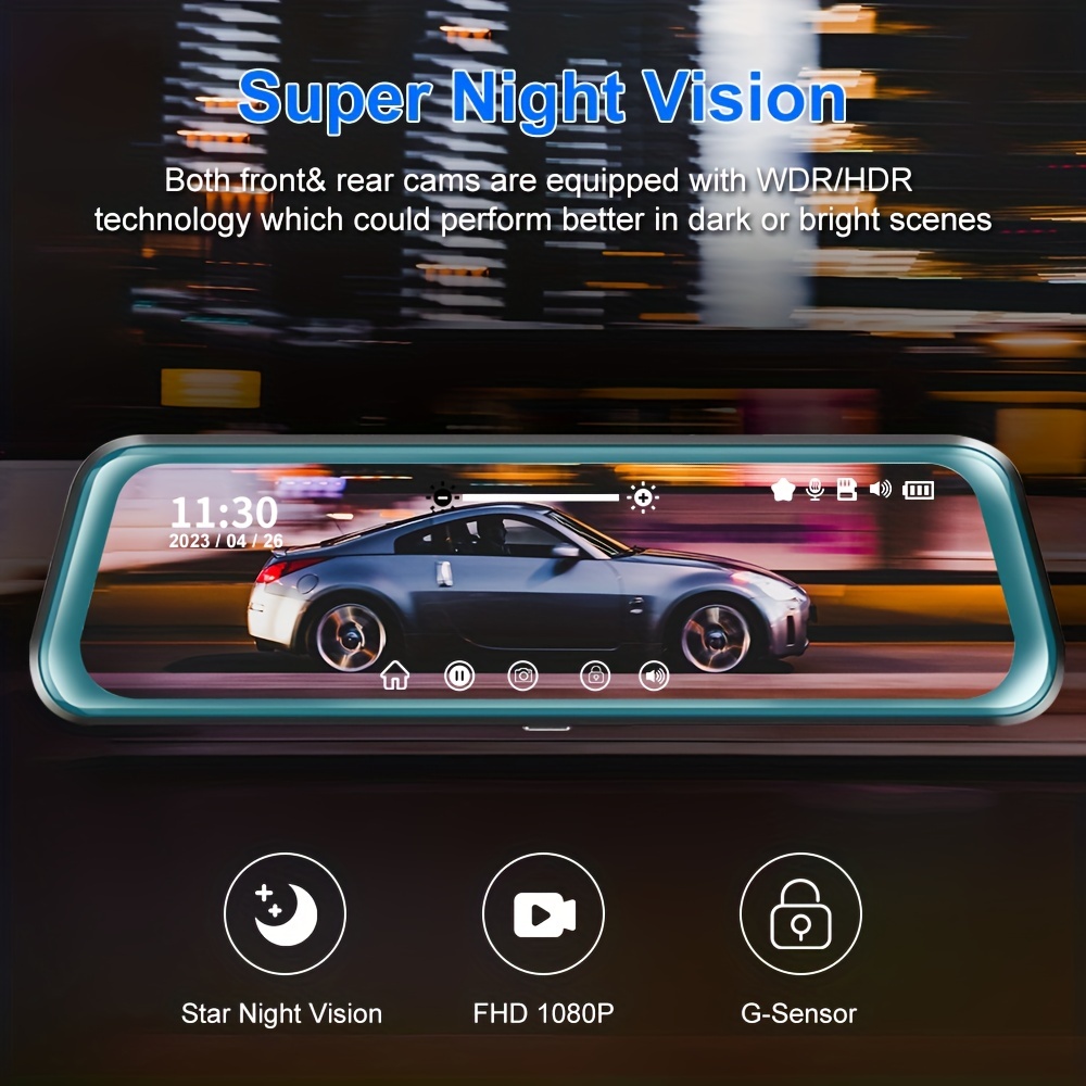 1080p Dual Lens Touch Hd Espejo Retrovisor Grabadora - Temu