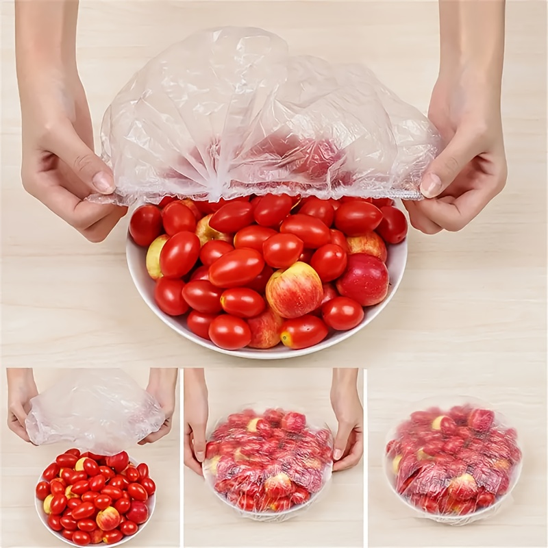 50/100Pcs Reusable Elastic Food Covers Fresh Keeping Bags Plastic Wrap  Durable Elastic Food Lids Universal Kitchen Wrap Seal Cap