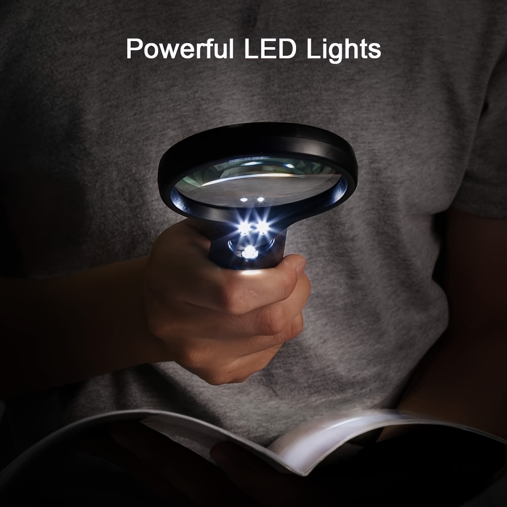 Lupa de 1 pieza con luz lupa iluminada por LED con aumento - Temu
