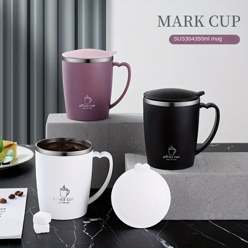 Stainless Steel Coffee Mug With Lid Coffee Cups Water Cups - Temu
