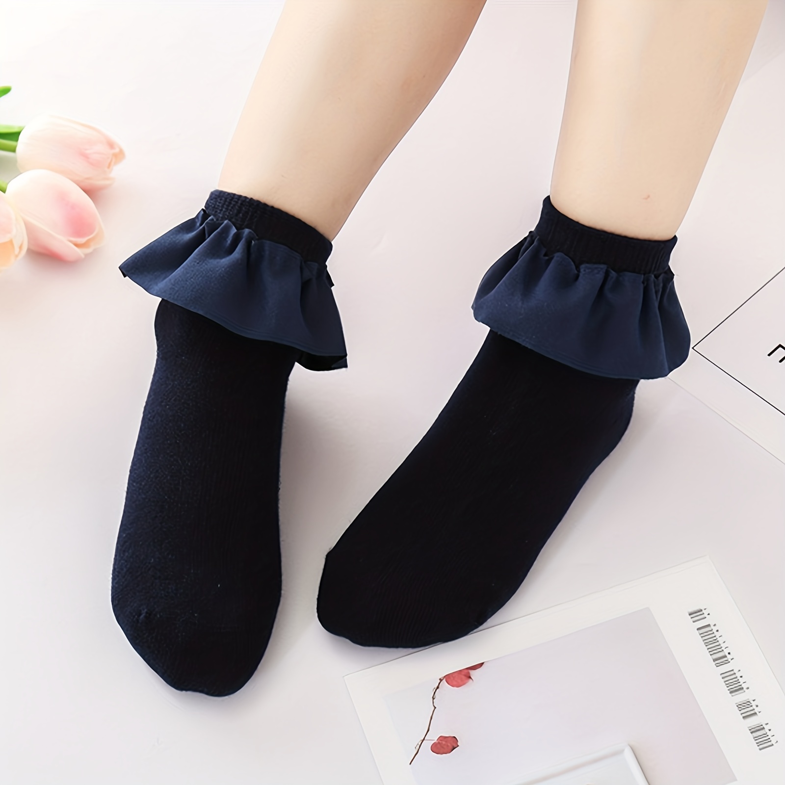 Girls Kids Lace Ruffled Boneless Princess Socks