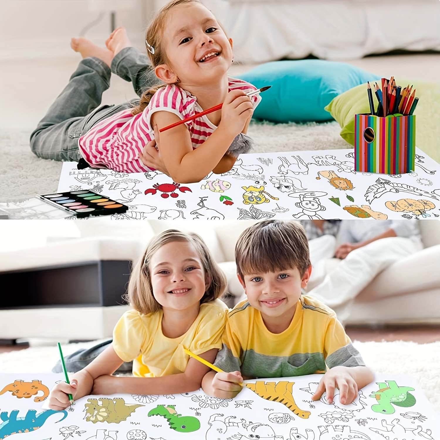 Enfants Dessin Rouleau Coloriage Papier Rouleau Diy Peinture Couleur  Remplissage Papier Tôt Éducatifs Jouets Cadeaux