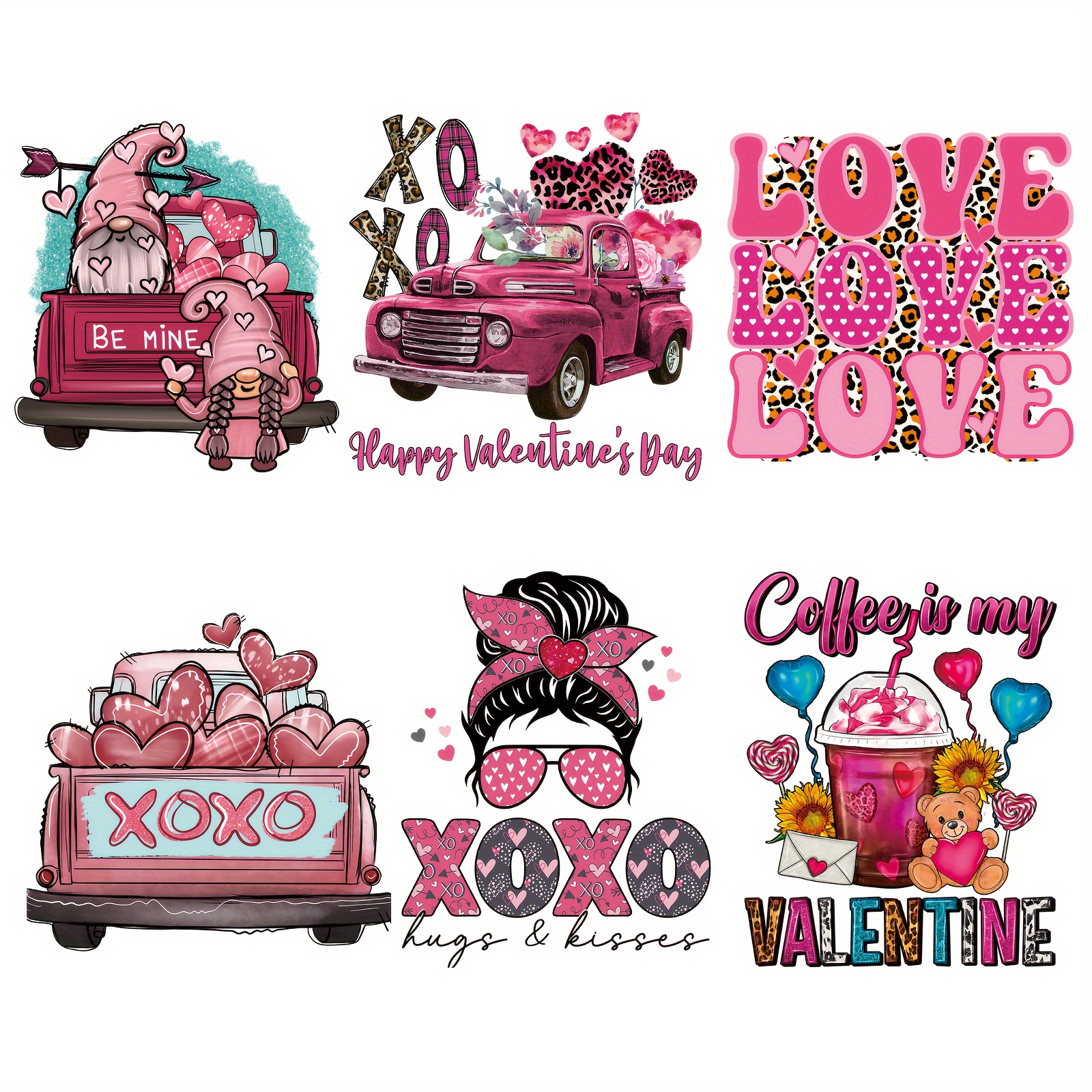 Valentine's Day Coffee Love XOXO Iron on transfers Heat transfer stickers  Thermal Transfer Printings