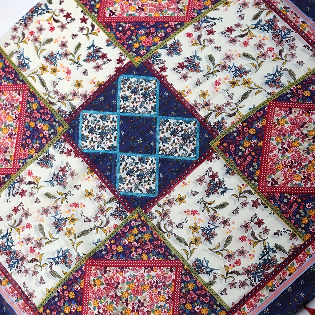 Vintage Floral Paisley Print Scarf Boho Block Tassel Shawl