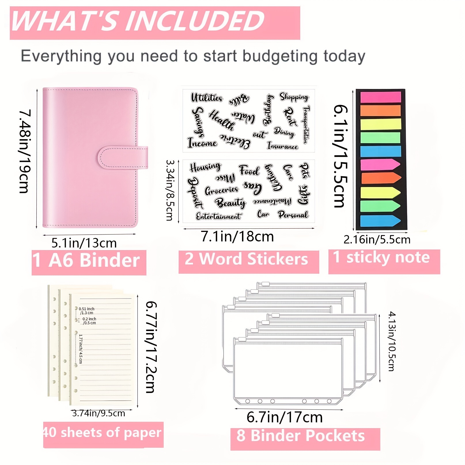 Budget Binder with Zipper Envelopes & Expense Budget Sheets