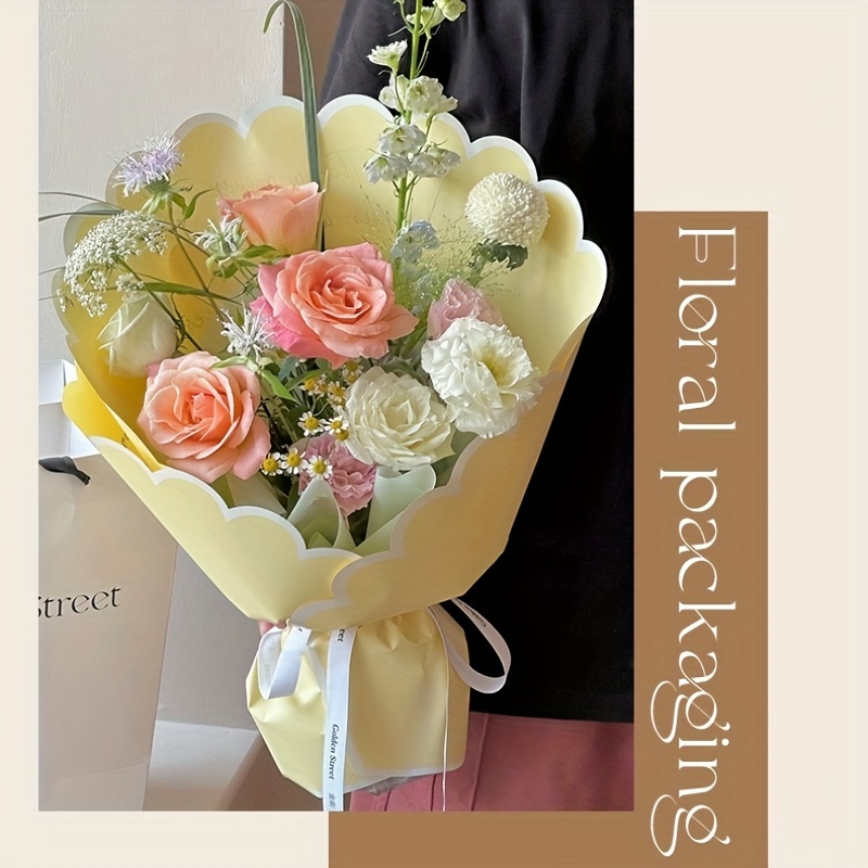  Papel de regalo de flores de estilo coreano, envoltura de ramo  floral, embalaje de regalo, suministros de floristería, 20 unidades  (Melocotón claro) : Salud y Hogar