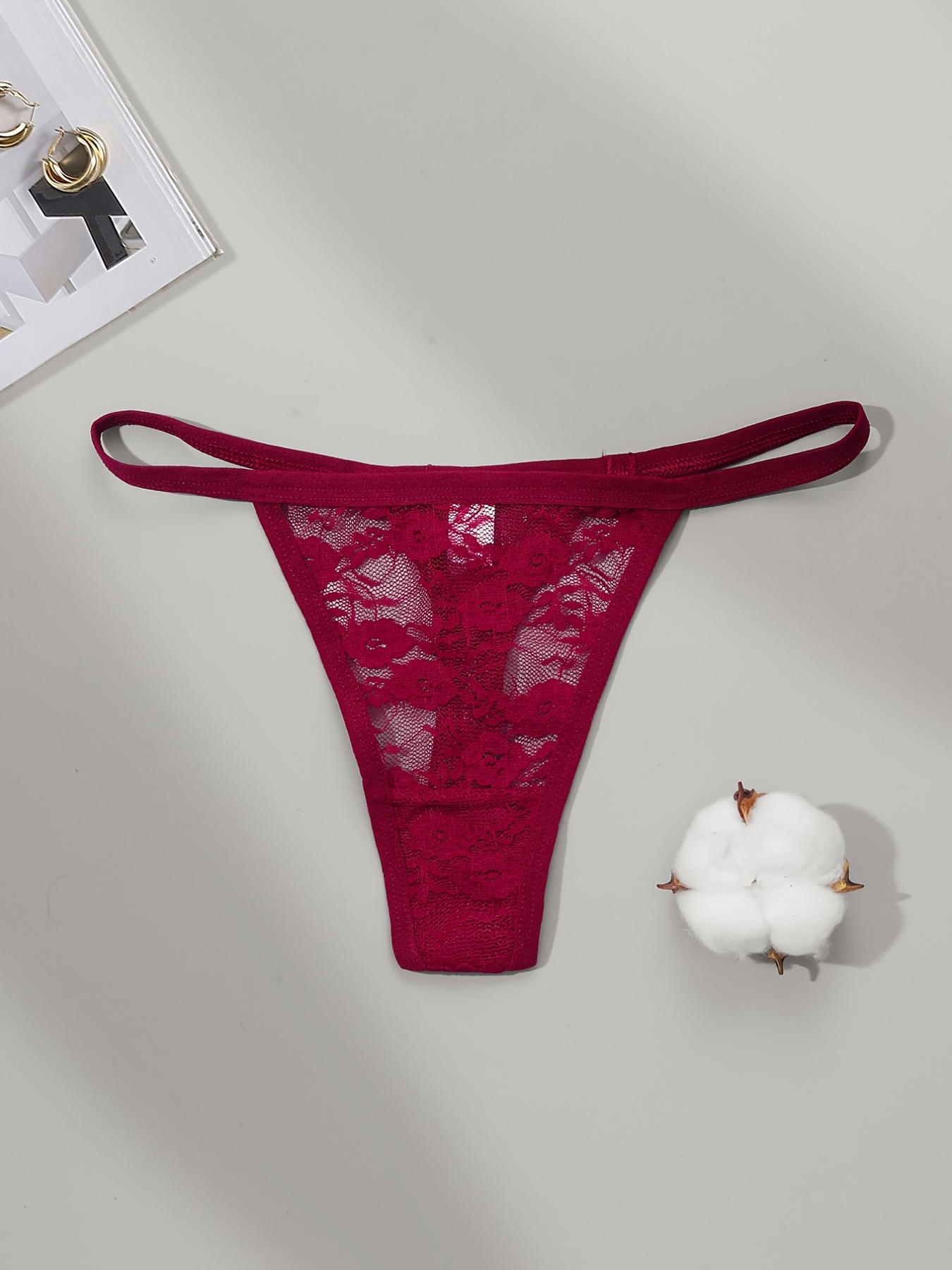 Women Thong/G-String Lace Panty (Color: Red)
