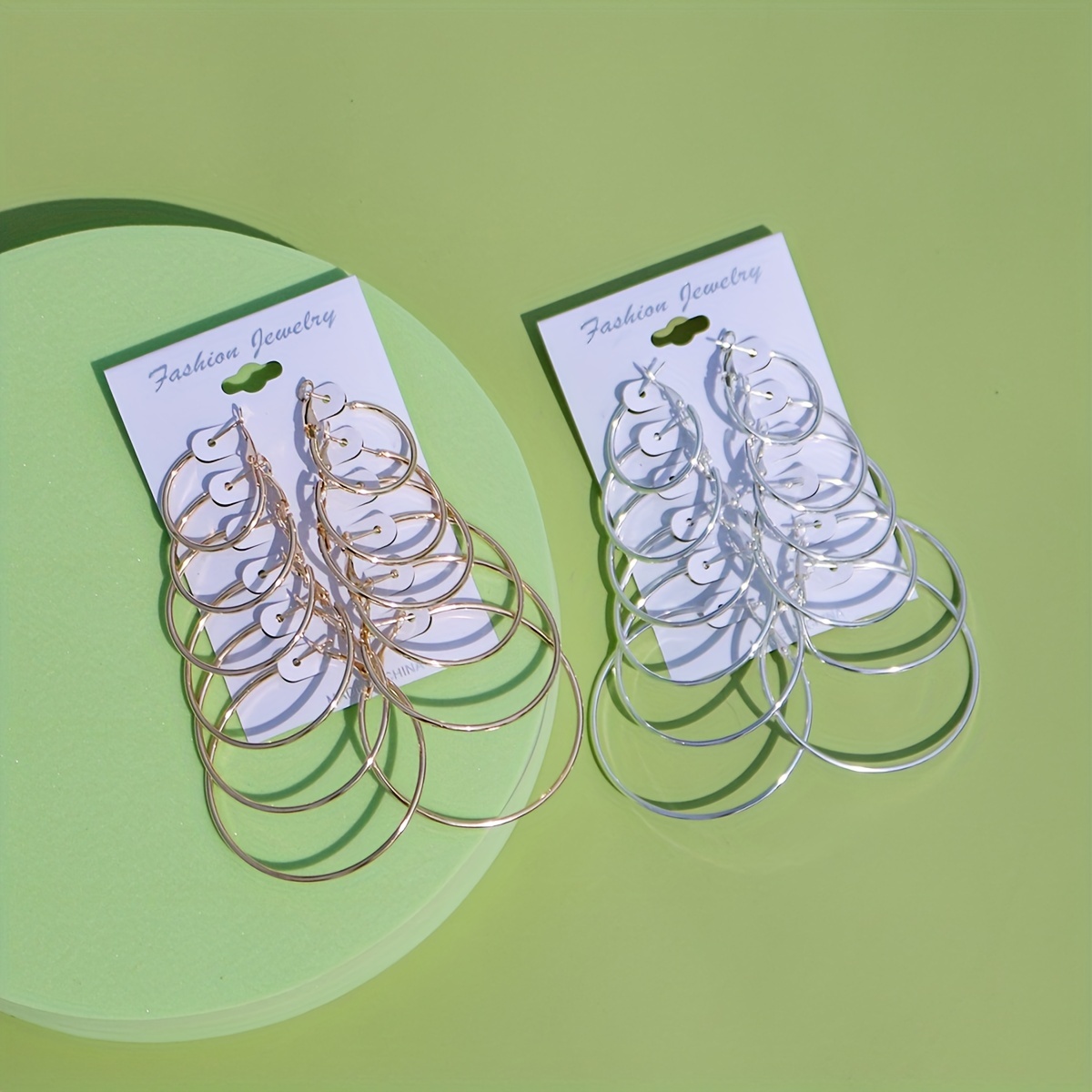 Lot Golden Round Big Hoop Earrings Accessories Exaggerated - Temu