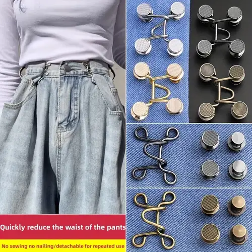 6PCS Buttons for Jeans Dress Loose Big, DIY Pants Clips for Waist Smaller  Tightener, DIY Sewing Adjustable Waist Buckle Fashion Pearl Flower Adjuster