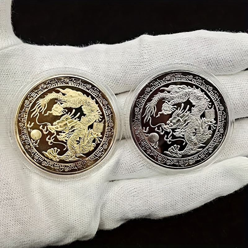 16 tipos de monedas chinas con dragones, monedas coleccionables de 45mm,  medalla conmemorativa de la suerte