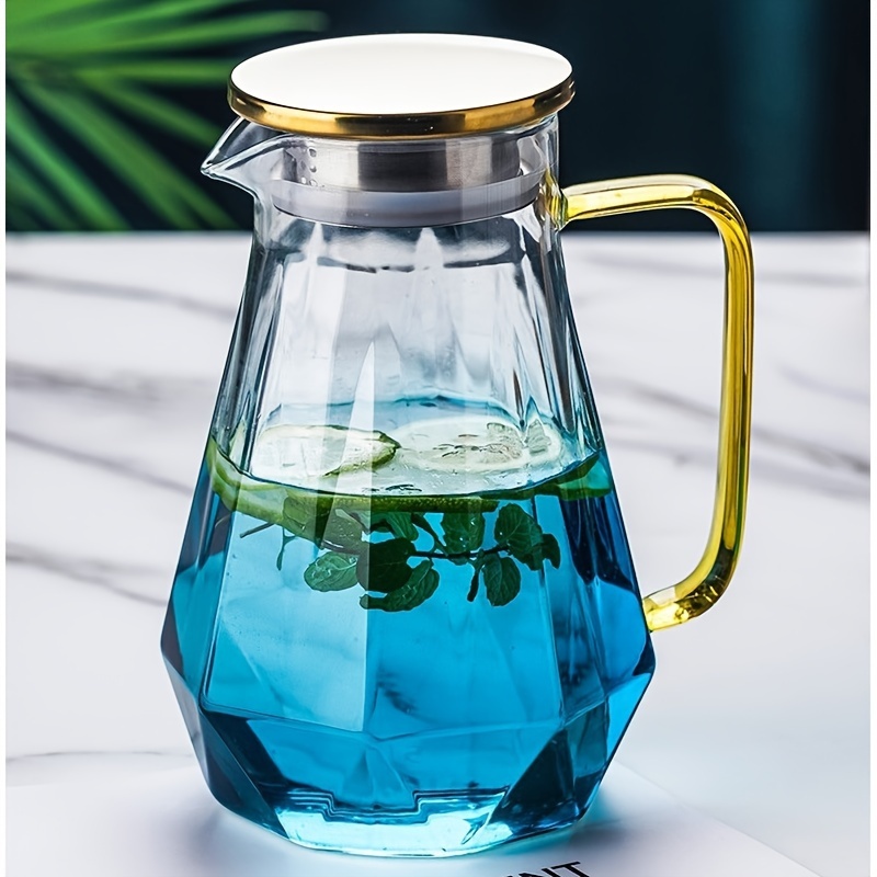 Glass Pitcher With Bamboo Lid Clear Heavy Duty Water Pitcher - Temu