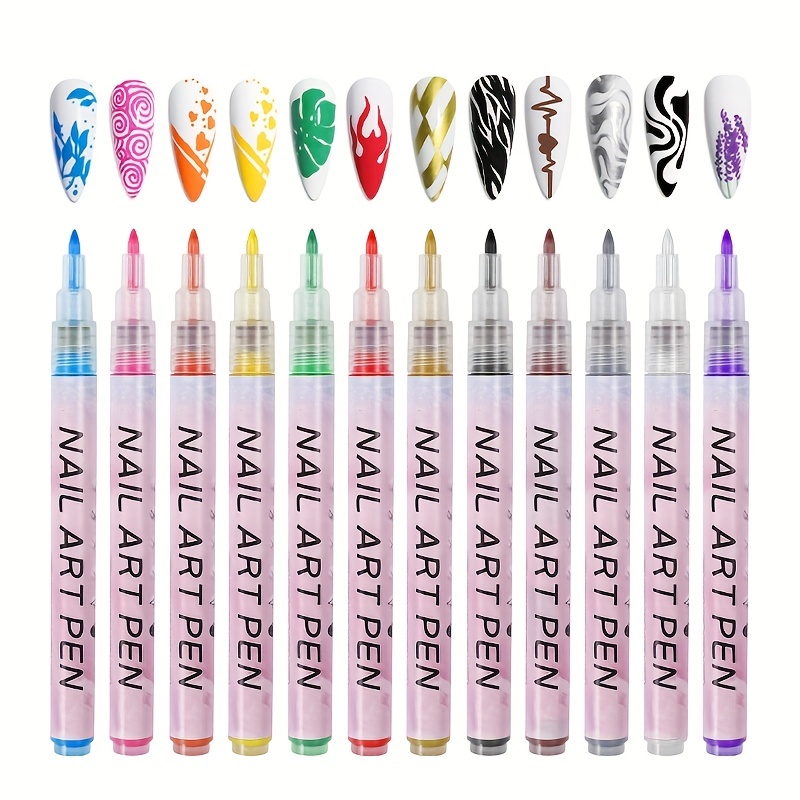 12pcs Nail Art Pens Set, Nail Art Drawing Pen Nail Art Pens Manicure Polish  Tools For Painting Nails DIY Nail Art Beauty