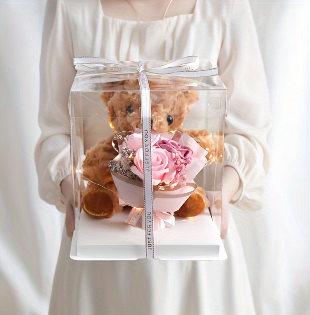 cute bear bouquet gift box valentines day gift valentines day soap flower bear holding flower christmas birthday gift box nurses day teachers day holiday universal gift box needs to be assembled details 4