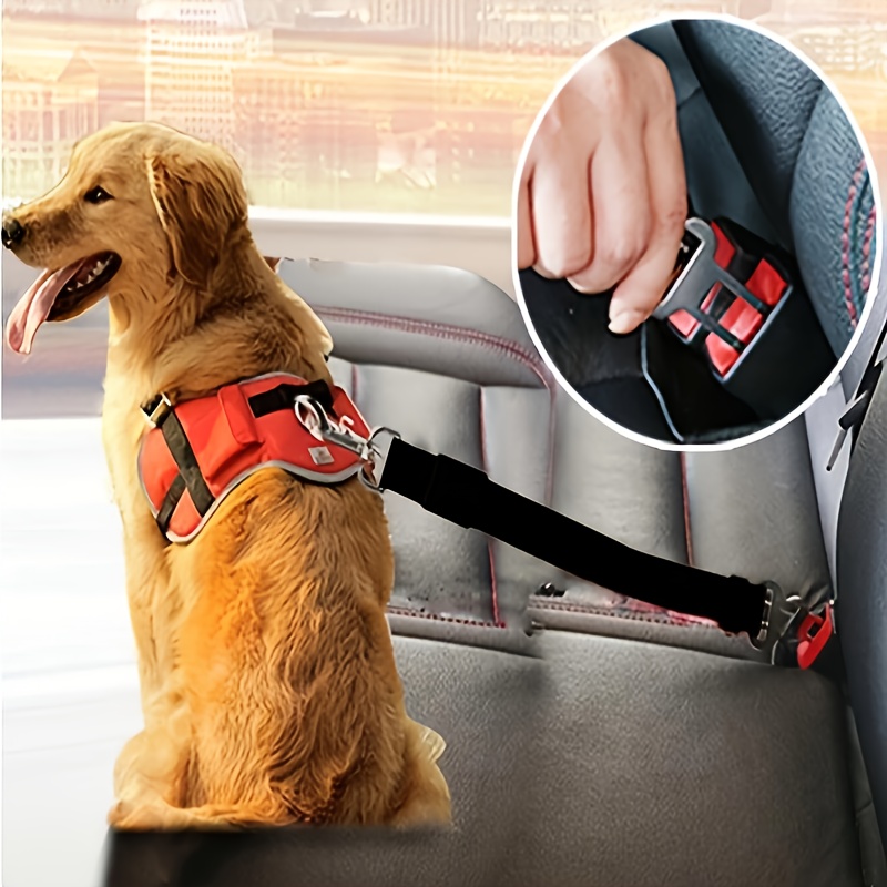 Adjustible Seat Belt For Dogs With Elastic Bungee Buffer Car Travel Accessories