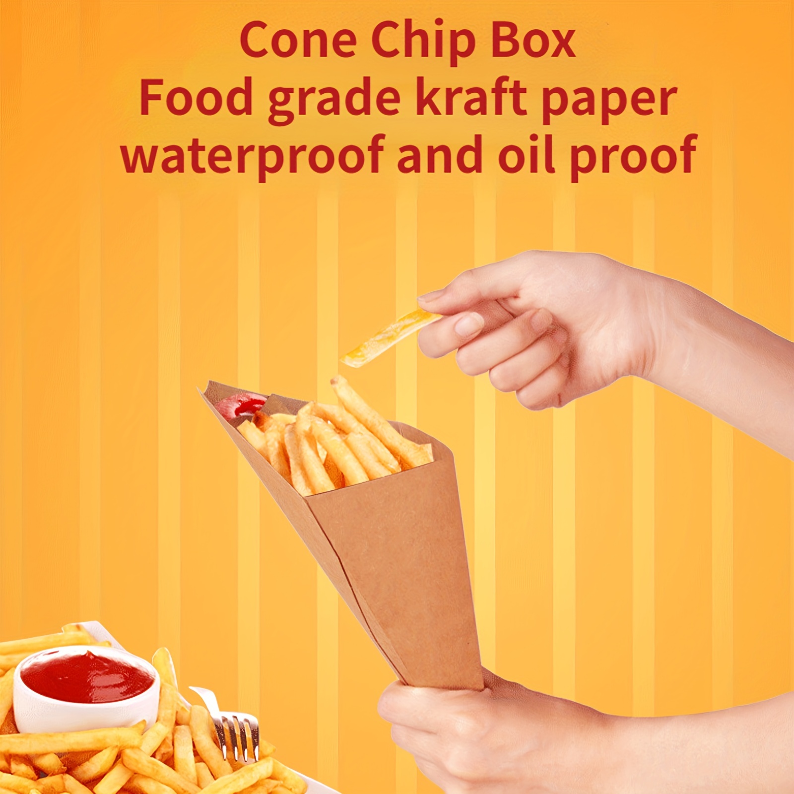 Triangular French Fries Box, Popcorn Bucket, Ketchup Box