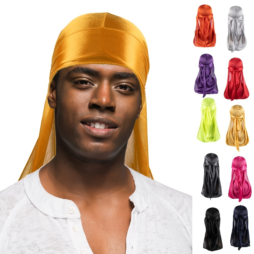 Men Solid Pirate Hat Corduroy Longline Dress Durag
