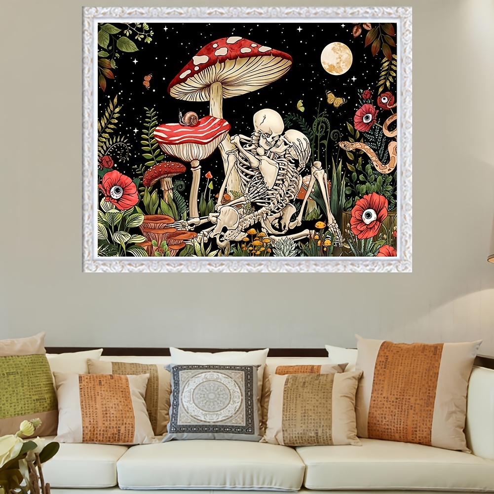 Mushroom Skeleton Diamond Art Painting Kits For Adults, Full Drill