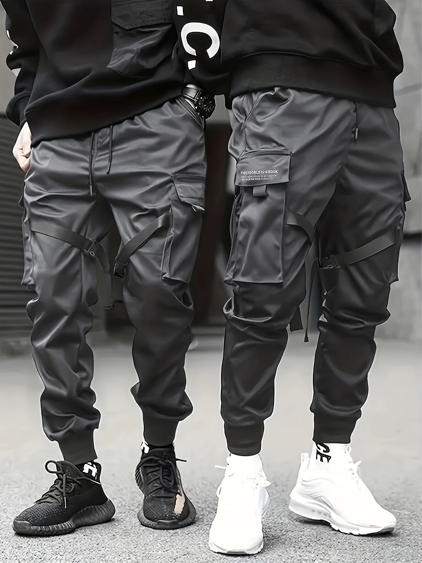 Men Hip Hop Pants Techwear Trousers Streetwear Cargo Baggy Trousers with  Pockets 