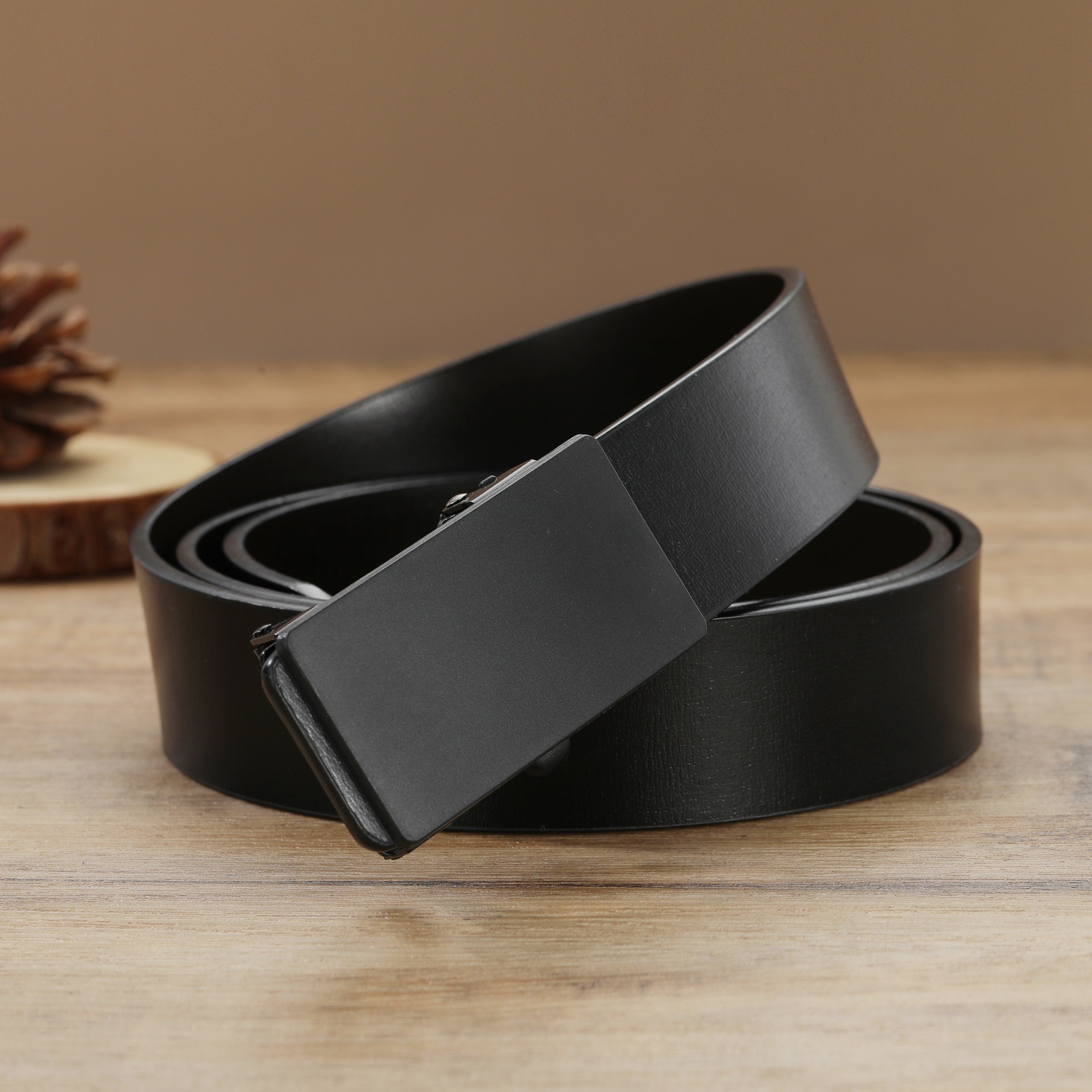 1pc Men's Pu Leather Automatic Buckle Belt, Suitable For Casual